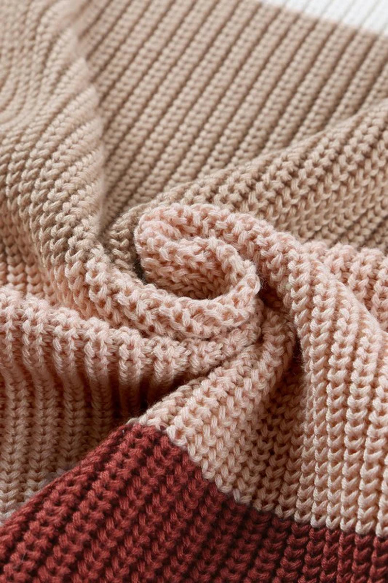 Colorblock Stripe round Neck Pullover Sweater