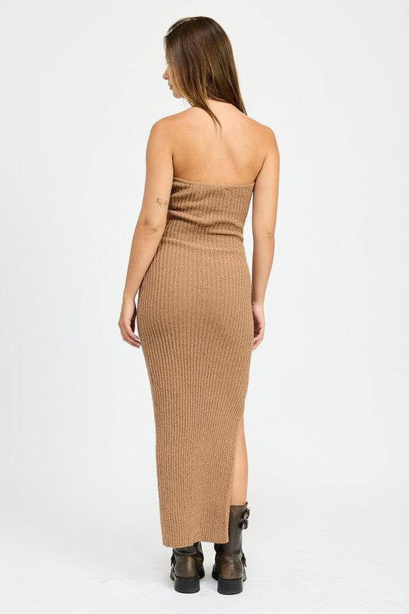 Asymmetrical Ribbed Maxi Dress