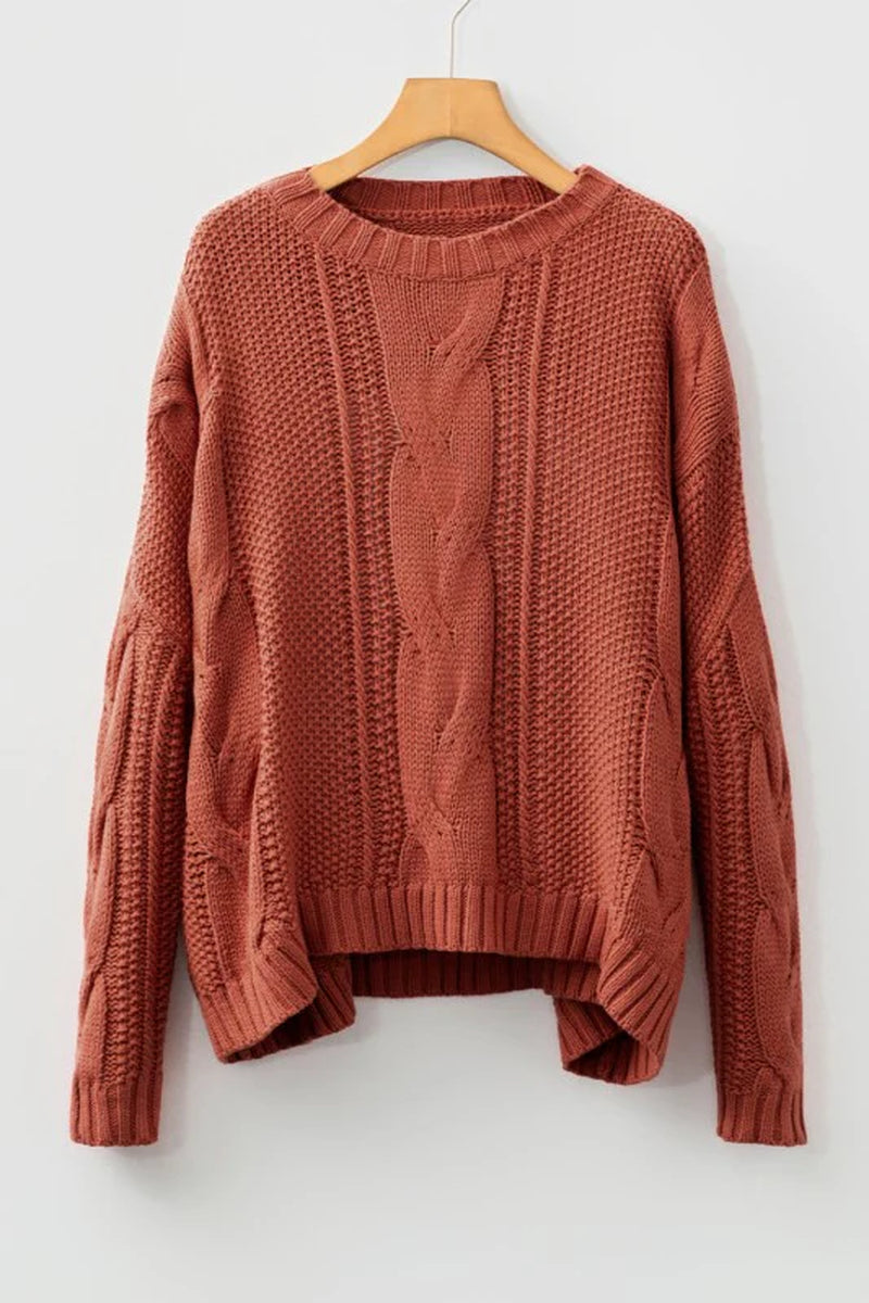 Textured Chunky Knit Long Sleeve Sweater