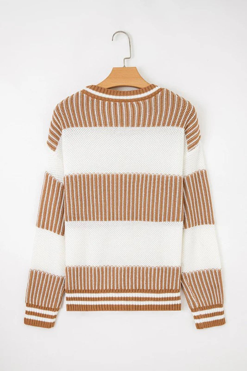 Stripe Patchwork Drop Shoulder Sweater