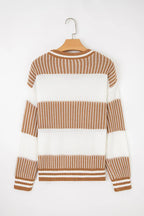 Stripe Patchwork Drop Shoulder Sweater