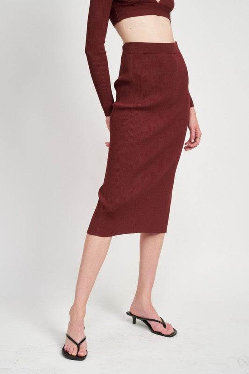 High-Waist Midi Pencil Skirt