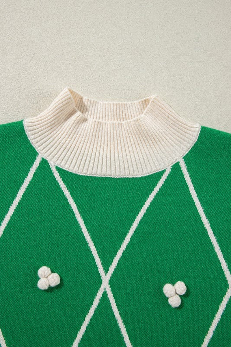Geometric Diamond Pom Sweater