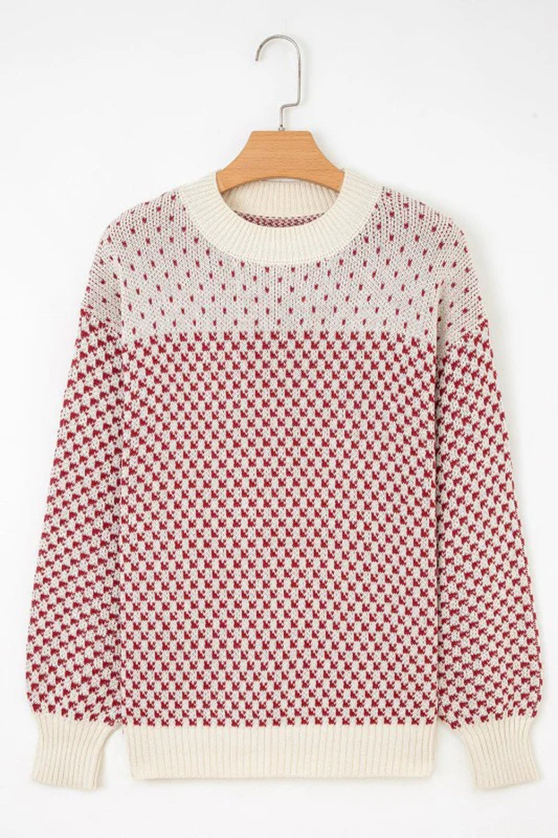 Dotted Colorblock Lantern Sleeve Sweater