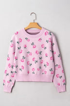 Floral Drop Shoulder Cropped Sweater