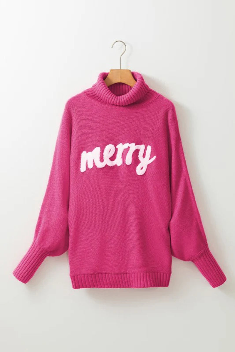 Merry Embroidered Puff Sleeve Turtleneck