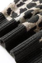 Leopard Contrast Trim Drop Shoulder Sweater
