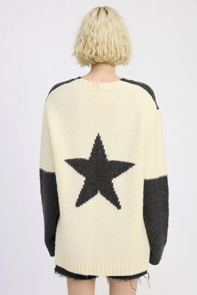 Star Print Oversized Sweater