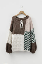 Colorblock Cable Knit Sweater