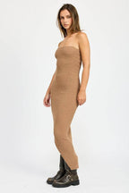 Asymmetrical Ribbed Maxi Dress