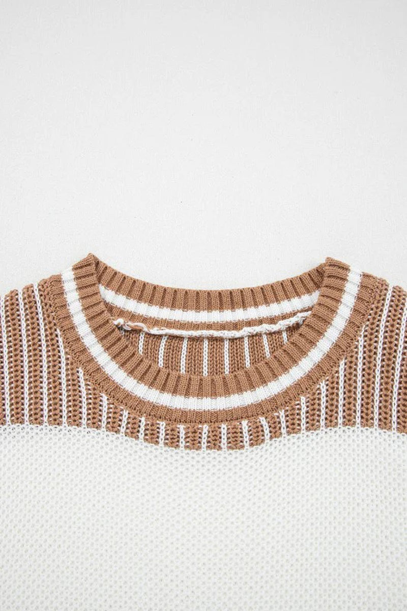 Stripe Patchwork Drop Shoulder Sweater