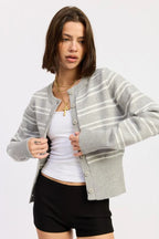 Button-Down Striped Cardigan