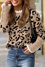 Leopard Lace Trim Sweater