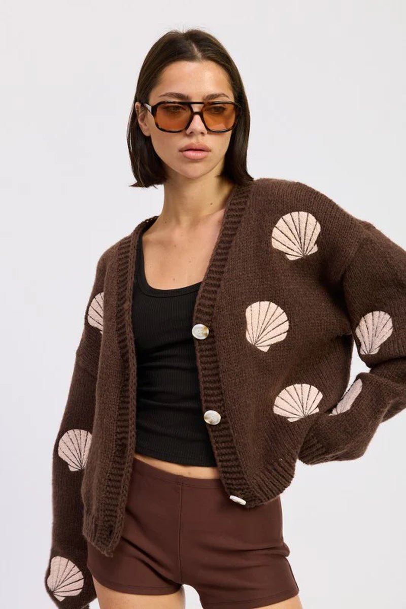 V-Neck Appliqué Cardigan