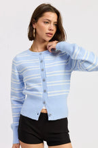 Button-Down Striped Cardigan