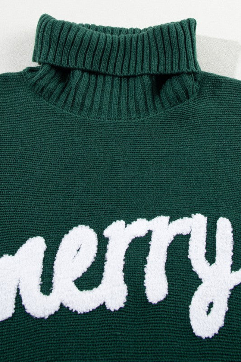 Merry Embroidered Puff Sleeve Turtleneck