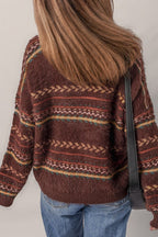 Boho Stripe Knitted Drop Shoulder Sweater
