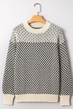 Dotted Colorblock Lantern Sleeve Sweater
