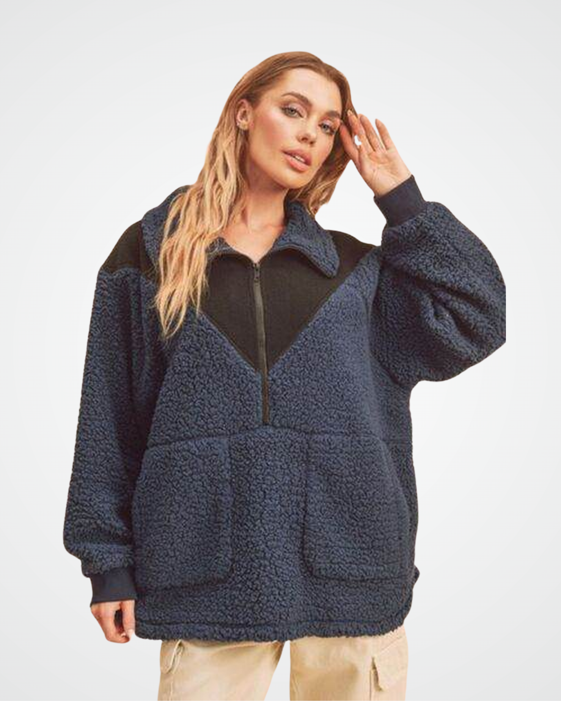 Two-Tone Half-Zip Sweatshirt