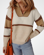 Colorblock Quarter-Zip Sweater