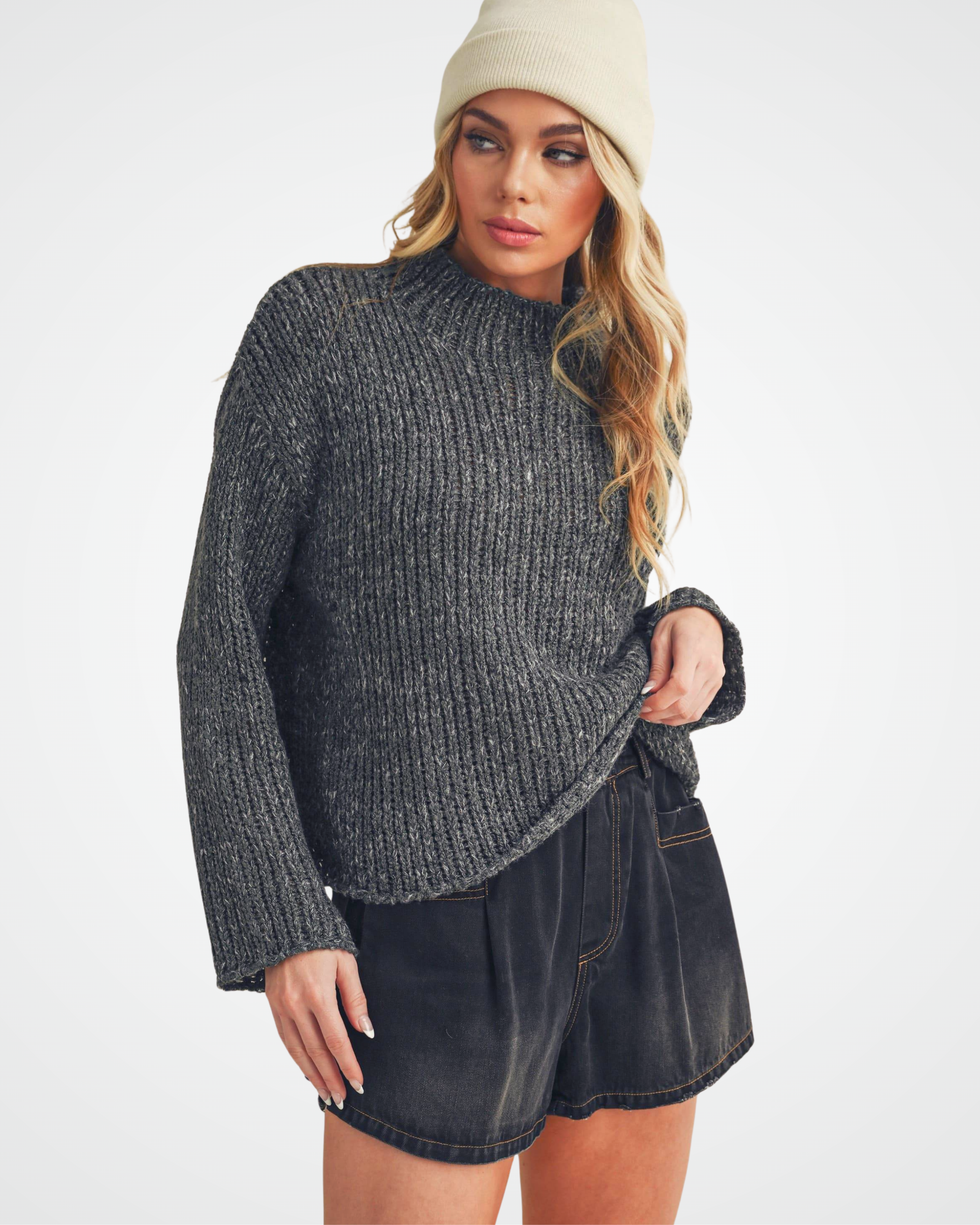 Aemi + Co Mock Neck Long Sleeve Sweater
