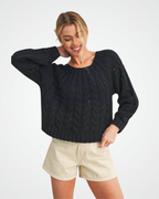 Cable-Knit Openwork Sweater