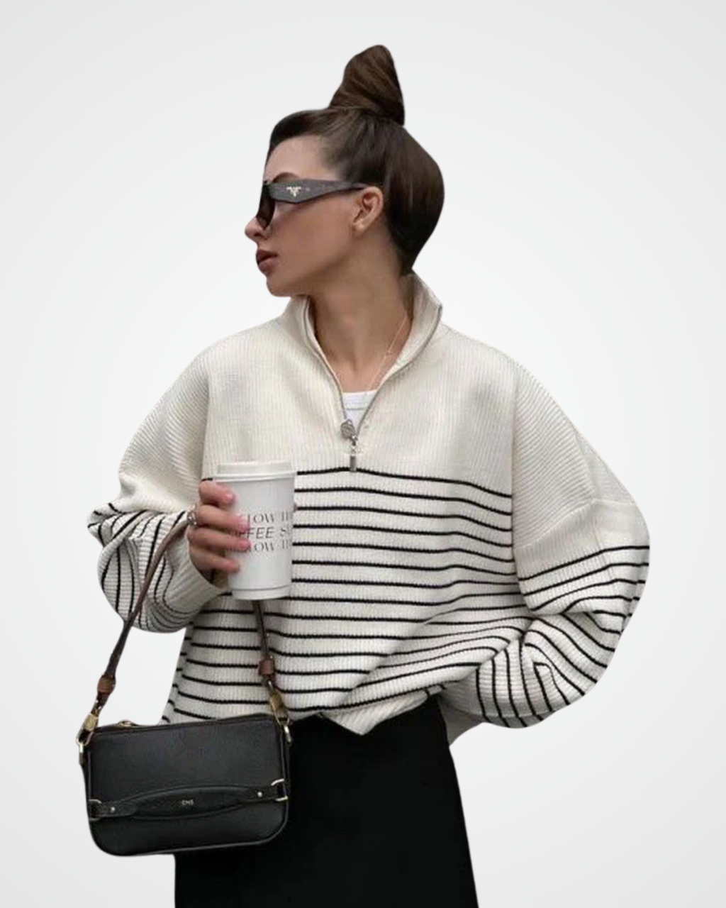 Striped Half Zip Sweatshirt