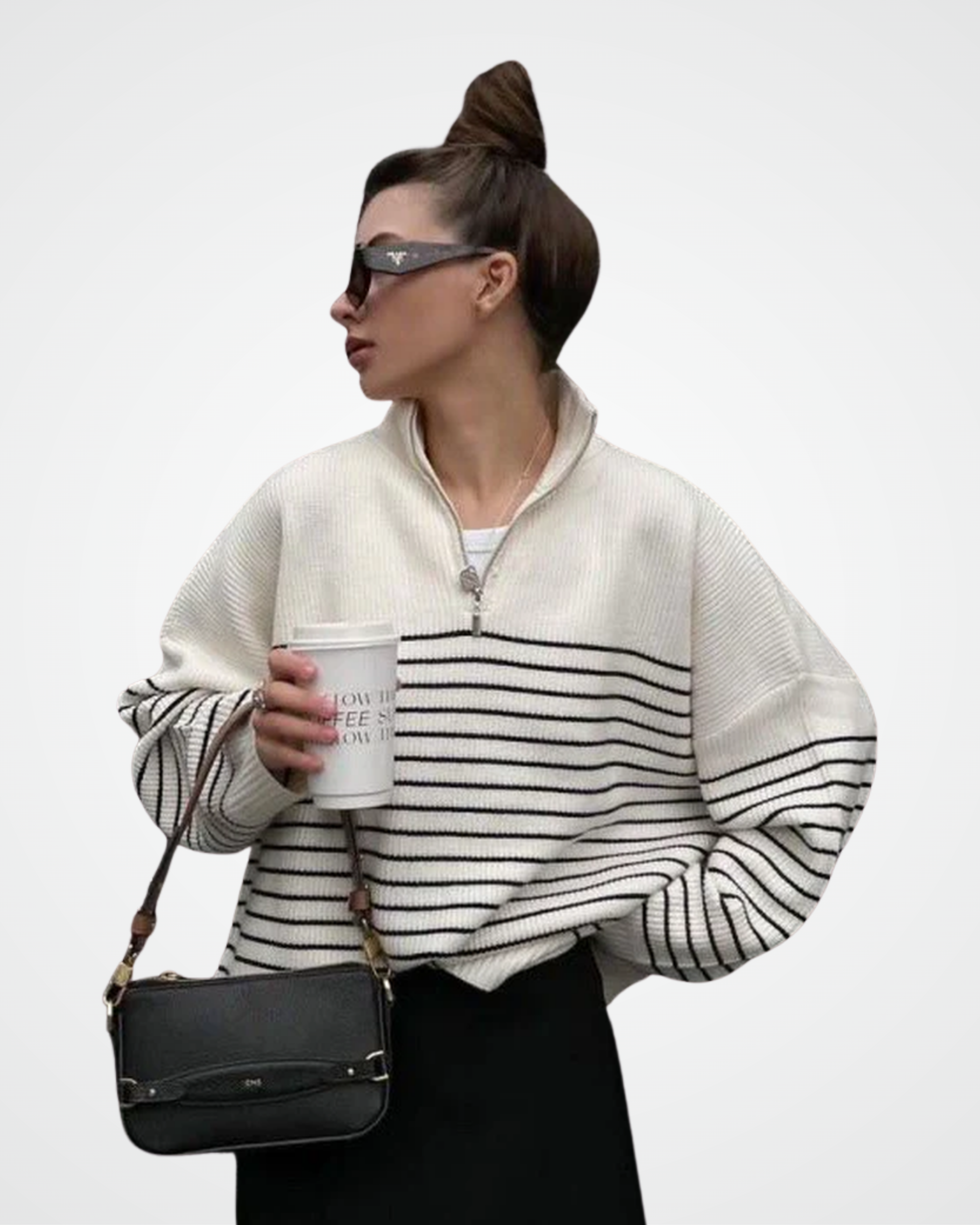 Striped Half Zip Sweatshirt
