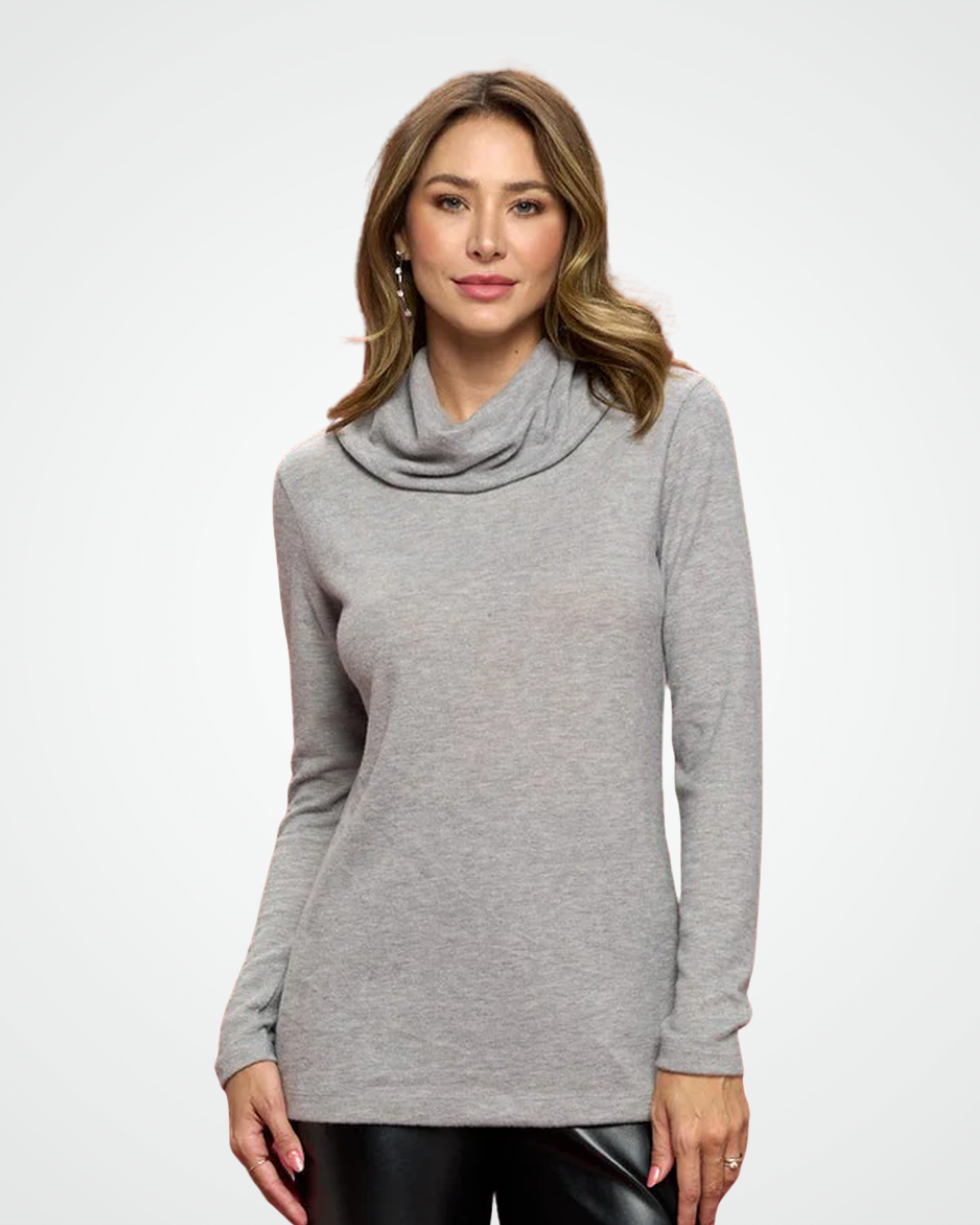 Extra Soft Brushed Knit Turtleneck Tunic Top