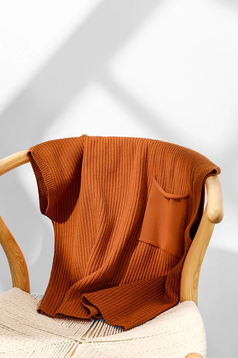 Green Ribbed Pocket Sweater