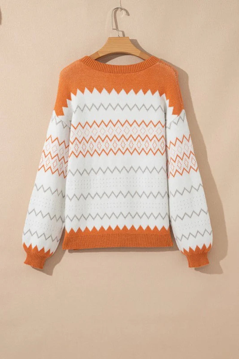 Zigzag Stripe Crew Sweater