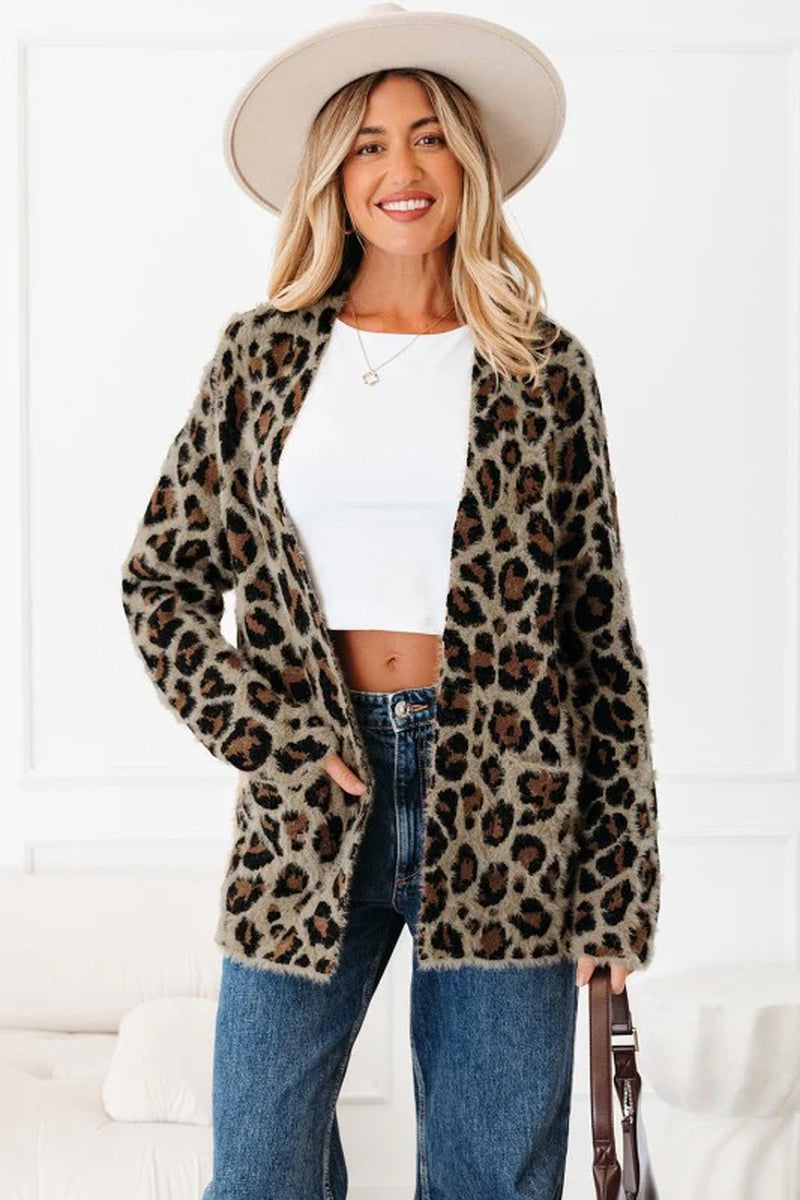 Leopard Open-Front Cardigan