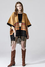Fringed Stripe Ruana Cardigan