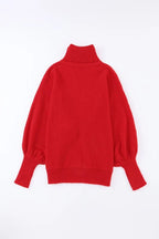 Merry Embroidered Puff Sleeve Turtleneck