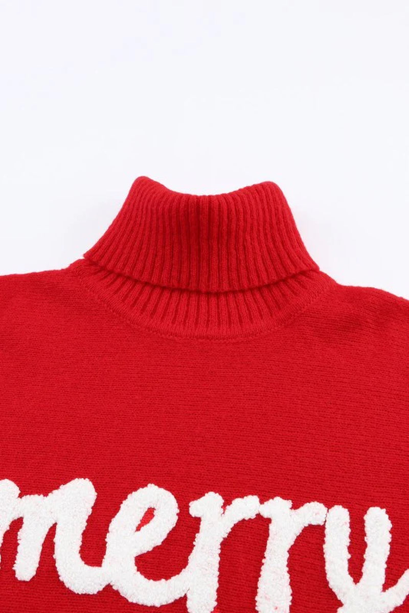 Merry Embroidered Puff Sleeve Turtleneck