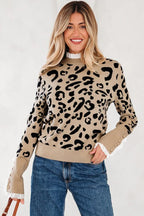 Leopard Lace Trim Sweater