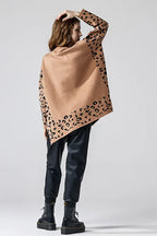 Oversized Mock Neck Leopard Print Sweater Tunic