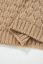 Colorblock Textured Knit Puff Sleeve Sweater
