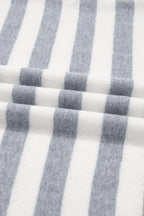 Stripe Ribbed Side-Button Drop Shoulder Sweater