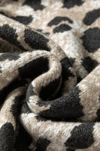 Leopard Contrast Trim Drop Shoulder Sweater