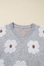 Floral V-Neck Sweater