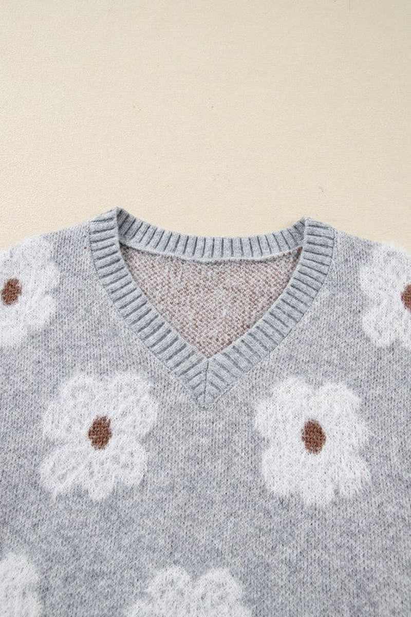Floral V-Neck Sweater