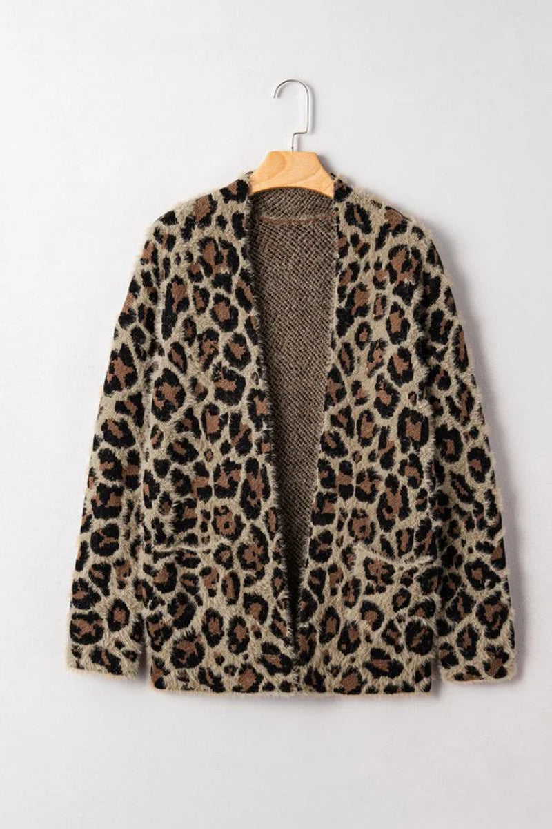 Leopard Open-Front Cardigan
