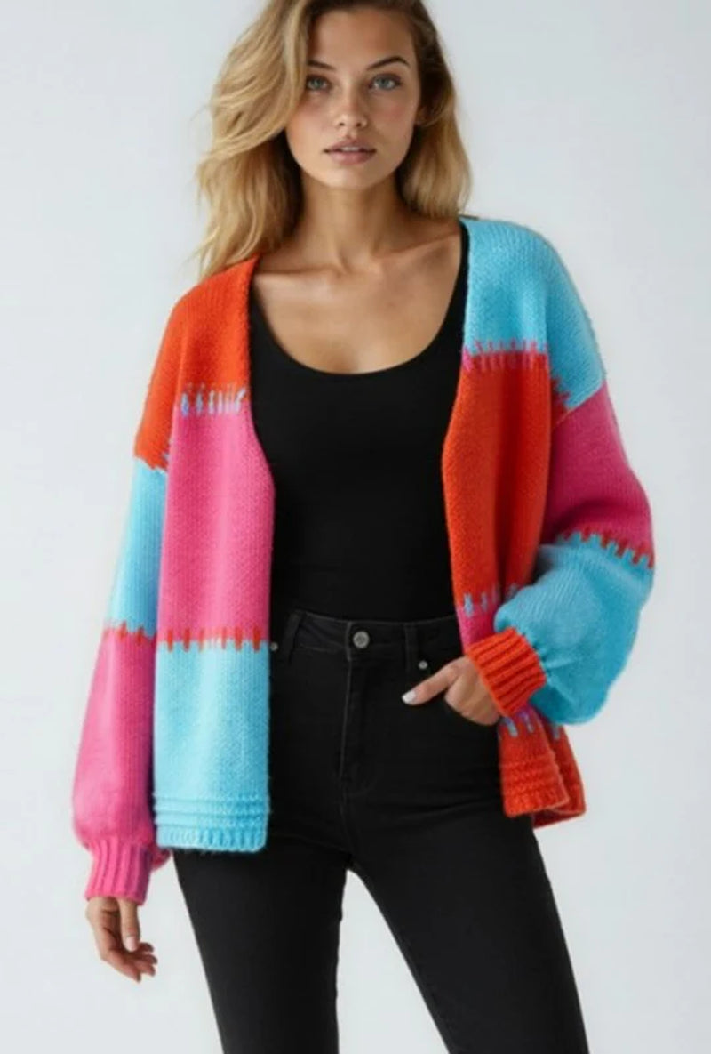 Colorblock Knit Cardigan