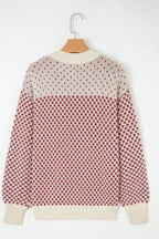 Dotted Colorblock Lantern Sleeve Sweater