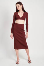 High-Waist Midi Pencil Skirt