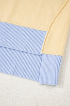 Stripe Colorblock Collared Drop Shoulder Sweater