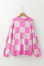 Checker Half-Button Sweater