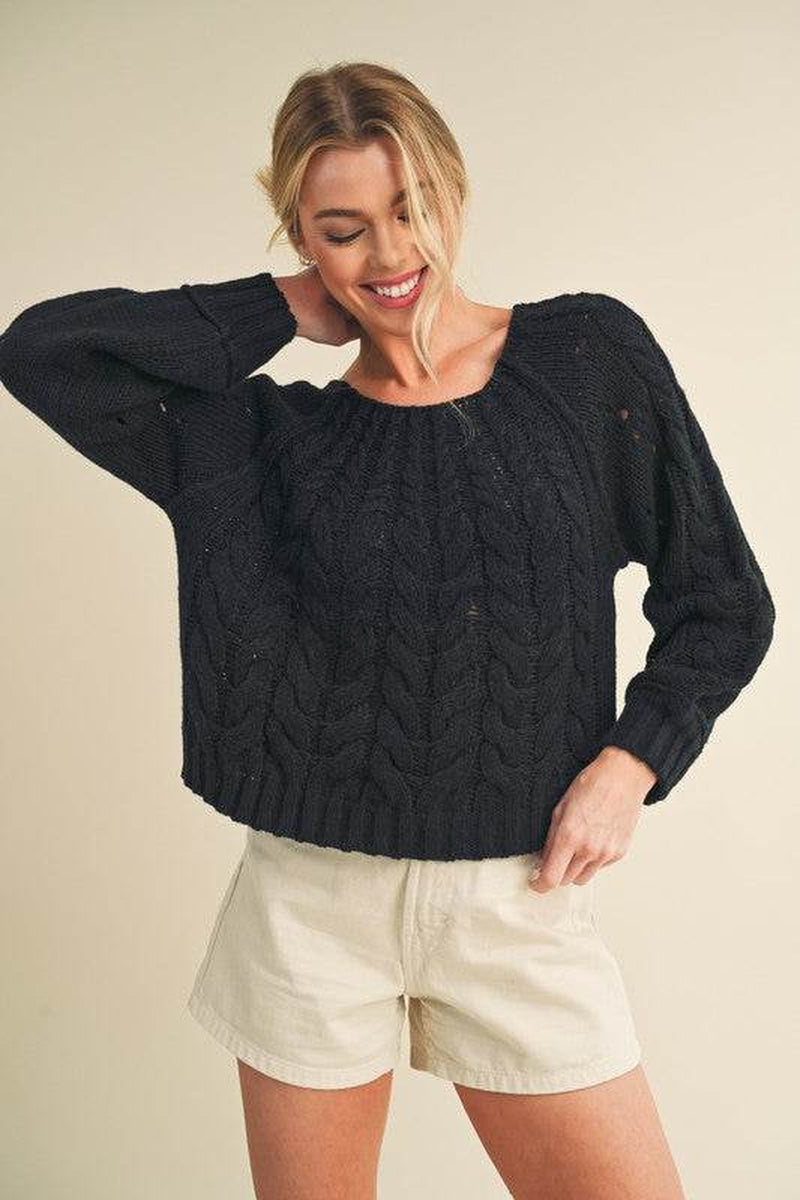 Cable-Knit Openwork Sweater