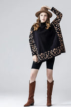 Oversized Mock Neck Leopard Print Sweater Tunic